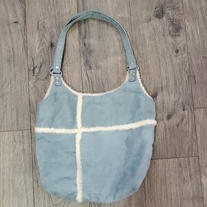 Blue Faux-Shearling Purse